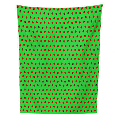 Ambesonne Entomology Tapestry Twin Size, Cartoon Style Repetitive Ladybugs on a Meadow, Wall Hanging Bedspread Bed Cover Wall Decor, 68