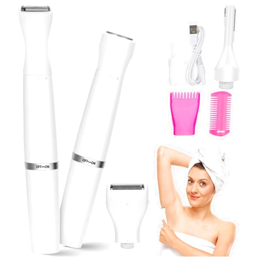 LEMULEGU Women's Electric Facial Shavers,Ladies 4 in 1 Dry/Wet Personal Groomer for Arms,Legs,Face,Eyebrow,Nose USB Rechargeable Waterproof Womens Razors Set White