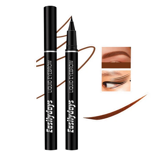 Easilydays Ultra-Fine Liquid Eyeliner & Eyebrow Pencil, 2 In 1high-Pigmented Multifunctional Wild Water Eyebrow Pencil, Felt-Tip Quick Drying Waterproof Eye Liner Pen Women Perfect Eye Makeup (04)