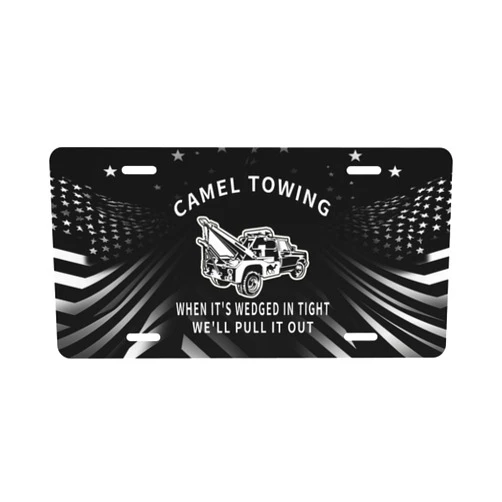 SwpWab Camel Towing When It's Wedged in Tight We'll Pull It Out Aluminum Stainless Decorative Car Front Personalized License Plate 6 X 12 in Practical