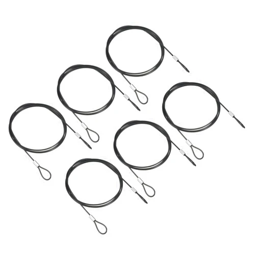 PATIKIL 3.3Ft Safety Cable Lock, 6 Pack Stainless Steel 2mm Dia Security Wire Rope with Double Loop for Stage Lighting Luggage Lock Black