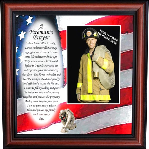 Crossroads Home Décor Fireman’s Prayer Picture Frame, Firefighter Graduation Present, 6795W
