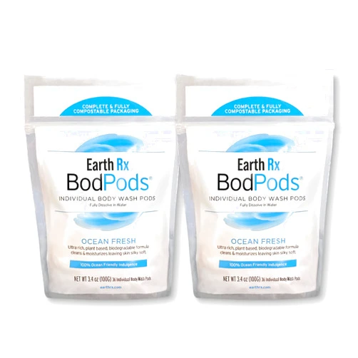 Earth Rx BodPods, Moisturizing Body Wash Plant-Based, Biodegradable, Compostable Packaging (2-Pack)