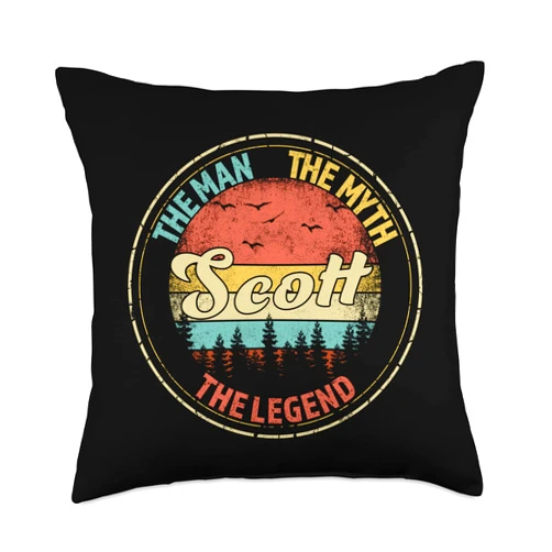 Visit Our Legendary Store With Custom Name Apparel Scott The Man The Myth The Legend Men Personalized Name Throw Pillow, 18x18, Multicolor
