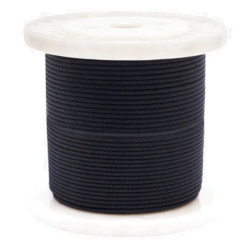 FOLUXING 100Ft 1/8 Inch Black Wire Rope, T316 Stainless Steel Aircraft Cable for Deck Cable Railing, Stair Deck Fencing DIY Balustrade