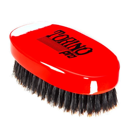 TORINO PRO WAVE BRUSHES BY BRUSH KING Torino Pro Wave Brush #1000 - By Brush King - Medium Hard Oval Palm/Military 360 Waves Brush Red