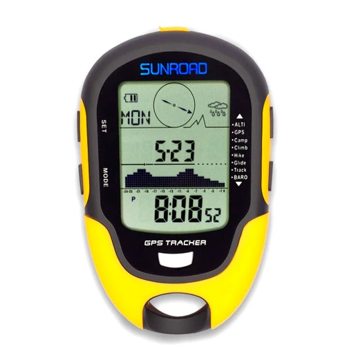 SUNROAD Altimeter GPS Digital Waterproof Outdoor Altitude Pre-Warning Remind Compass Stopwatch Sports -Barometer Weather Forcast Pedometer SUNROAD