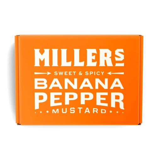 Millers Miller's Banana Pepper Mustard Sauce Gift Box - Includes Hot, Mild, Habanero - Best Use for Chicken Wing, Burgers, Sandwich, Non-GMO Project Verified, 9.5 Ounce (Pack of 3)