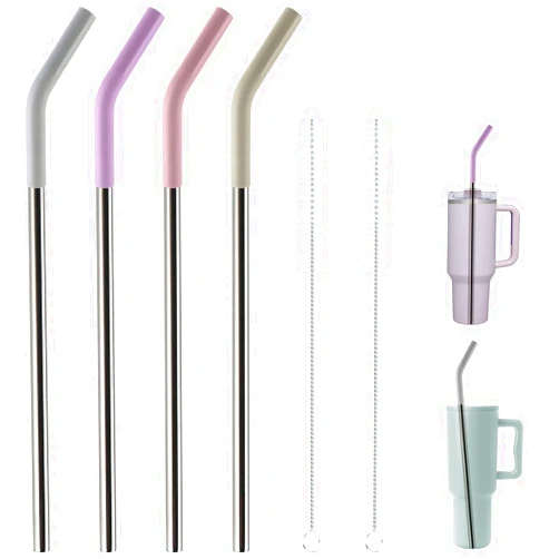 BuildLife Replacement Straws for 40oz Tumblers,Metal Straws Reusable for Stanley 40oz Cup, 40 oz Tumbler Straw for Simple Modern,4 Pack 12
