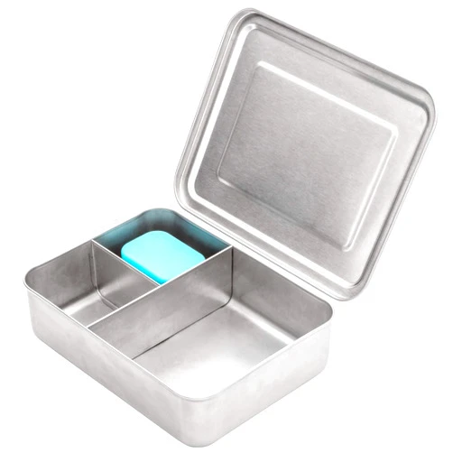 WeeSprout 18/8 Stainless Steel Bento Box (Large) - 3 Compartment Metal Lunch Box, for Kids & Adults, Bonus Dip Container, Fits in Lunch & Work Bags, Dishwasher & Freezer Friendly