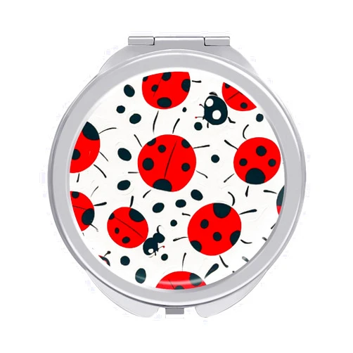 RKJVB Travel Makeup Mirror for Women 1x/2x Compact Red Black Spotted Ladybug Makeup Mirror Portable Makeup Mirror for Handbag Purse Pocket Folding Mirror Handheld 2 Sided Mirror