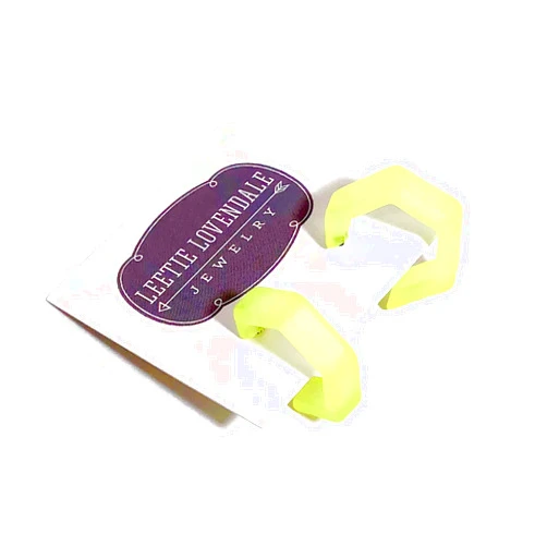 LEETIE LOVENDALE Neon Yellow Acrylic Honeycomb Hex Lucite Hoop Earrings