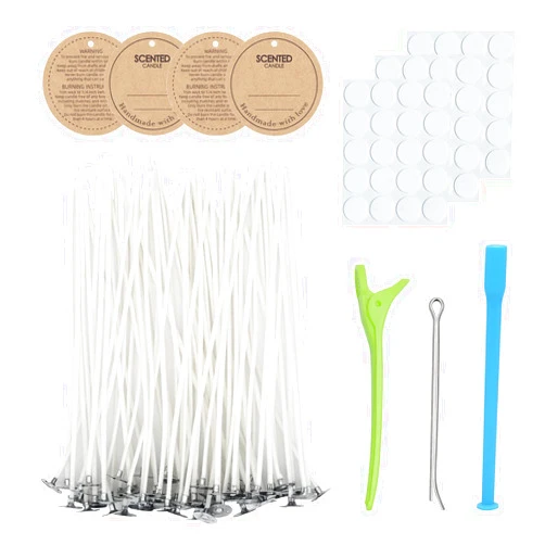 CandMak Candle Wick Kit, 60 Cotton Candle Wicks with Candle Making Tools for Candle Making (Thin, 6 inches)