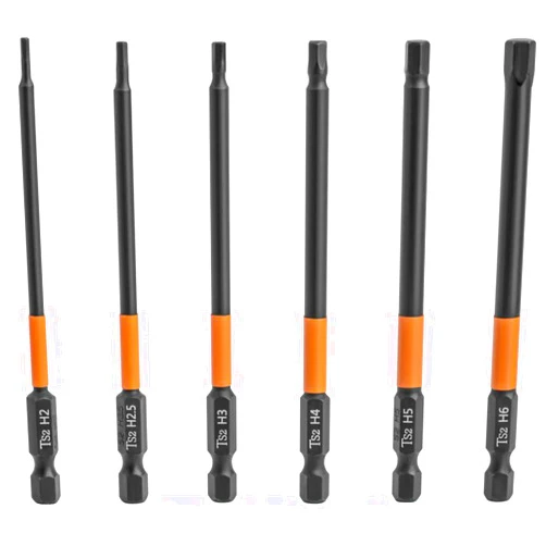 KEWAYO Impact Hex Head Allen Wrench Drill Bit Set 6pcs (Metric), 1/4” Hex-Shank S2 Steel Hex Bits Set, CNC Machined Tips with Magnetism, 3.94” Long with Storage Box