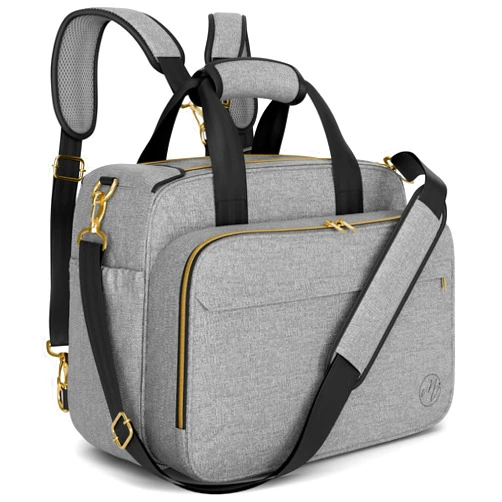 Mellories 4 in 1 Convertible Baby Diaper Bag – Converts from Tote to Backpack, Stroller & Crossbody Diaper Bag – Gray Baby Travel Bag – Gift for Moms
