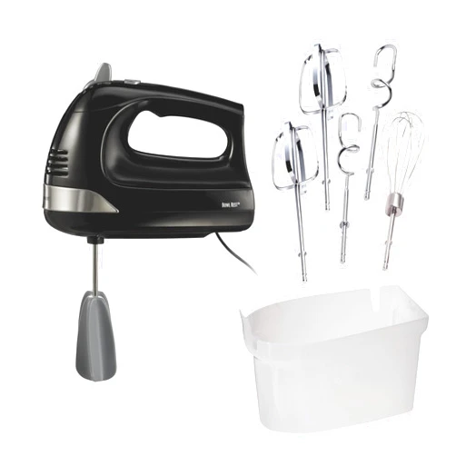 Hamilton Beach 6-Speed Electric Hand Mixer with Whisk, Dough Hooks and Easy Clean Beaters, Powerful 275 Watt Motor, Snap-On Storage Case, Black