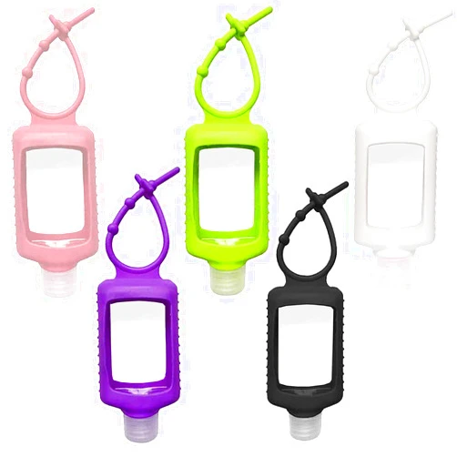 Ulbemoll 5Pack Hand Sanitizer Travel Size Holder, Travel Keychain Bottles Sanitizer Holder Refillable Squeeze Containers for Kids and Adult 2oz