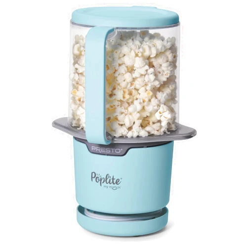 Presto 04811 PopLite My Munch Hot Air Popcorn Popper - Personal Sized, Built-In Serving Bowl, Compact Design, 8 Cups, Blue