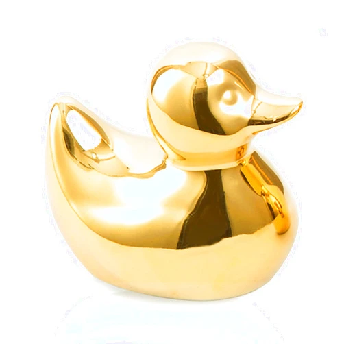 TQUPT Home Decor Golden Ceramic Duck Figurines, Home Decor Animal Sculptures and Statues Handmade Artware Gift,Mini Duck