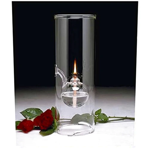 MEMEOKON Glass Oil fire Warm Light Borosilicate Includes Bliss Suspended Hurricane Candle Holder Sleeve Birthday Lamp (9 inch)