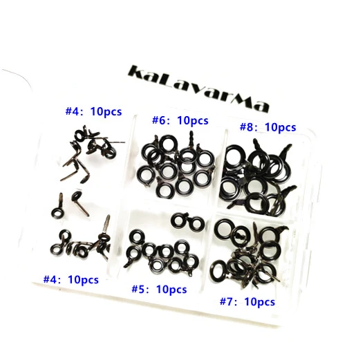 KALAVARMA Fishing Rod LS Guides Super Small Ceramic Center Ringed Fishing Rod Guides Casting/Spinning Rod Guides Ceramics Stainless Steel 60pcs
