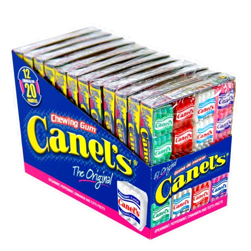 Canel’s Canel's 4-Piece Gum Pack Display in Original Flavors - Peppermint, Spearmint, Cinnamon, Fruit, Blueberry, Violet, and Menthol, 240 Count
