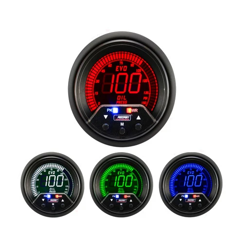 PROSPORT PERFORMANCE Prosport EVO Series 52mm Premium Electrical Oil Pressure Gauge – Digital LED Dial (0–150 PSI) | Programmable Warning & Peak Recall | 4-Color Backlight | Waterproof Sender & Install Kit
