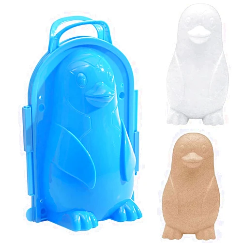 AngelReally Penguin Snowball Maker Toys, Penguin Snow Mold and Sand Mold, Outdoor Winter Play Snow Toys for Kids Snowball Fight Activities Beach Toy (Blue Penguin Snow Mold)