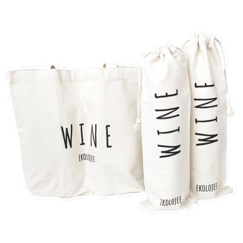 EKOLOJEE Wine Bag set of 3, Organic Reusable Wine Carrier Bag | Wine Bottle Carrier Tote Bag, Best Canvas Wine Bag For Travel