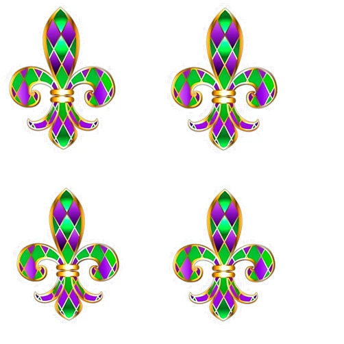 Altok Graphics Pack of 4-3 Inch Stickers - Fleur de Lis New Orleans Mardi Gras -Vinyl Sticker Waterproof Decal - Sticker Graphic Decal