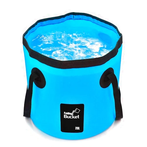 BANCHELLE Collapsible Bucket Water Container Portable Folding Camp Wash Basin for Outdoor Traveling Hiking Fishing Car Washing Gardening Camping (Blue, 20L)