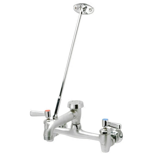 Zurn Z843M1-RC AquaSpec Wall-Mount Service Sink Faucet -Vacuum-Breaker Spout, Pail Hook, Wall Brace, Metal Lever Handles-Rough, Chrome, 8 inches