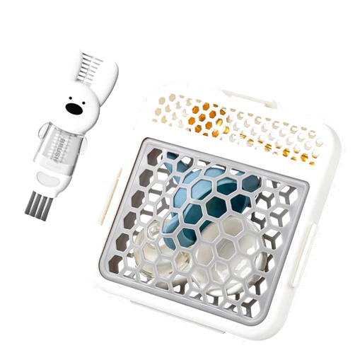 HOZETOKE Dishwasher-Basket for Small Items, Dishwasher Basket for Bottle Parts with 4 in 1 Bottle Cleaning Tools, Silicon Basket for Clean, Store and Organize Small Items, BPA-free