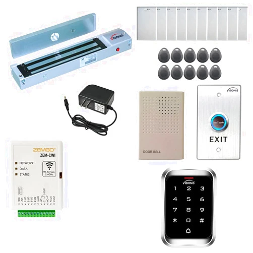 Zemgo FPC-8434 Smart Mobile WiFi Controller for Access Control with Android + Apple App, Web Browser + Smartphone Remote Viewing, Outswing Door 600lbs Maglock, Outdoor Weatherproof Keypad/RFID Reader