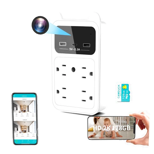 LUOHE Security Camera -Wall Outlet Camera-WiFi Camera Charger-4MP HD Indoor Cam-Built-in 128G SD Card-NO Sound