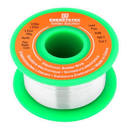 E ENERSYSTEC Lead Free Solder Wire 1.2mm 100g, Rosin Flux Core Electronic Solder Wire Sn99 Ag0.3 Cu0.7 Fine Soldering Alloy Solder No Clean 0.05 Diameter Electronic Soldering Repair