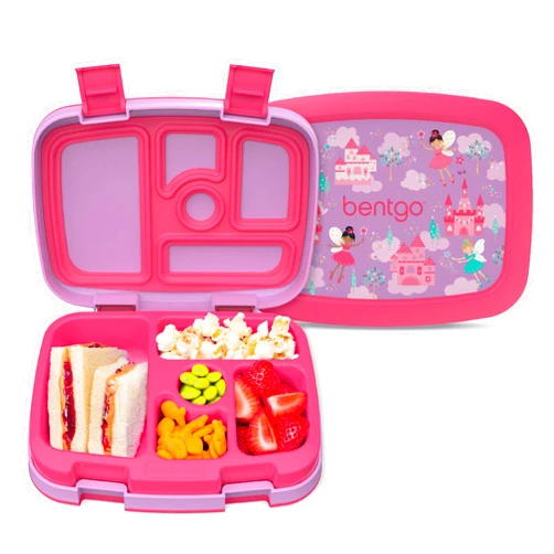 Bentgo Kids Prints Leak-Proof, 5-Compartment Bento-Style Kids Lunch Box - Ideal Portion Sizes for Ages 3-7, Durable, Drop-Proof, Dishwasher Safe, & Made with BPA-Free Materials (Fairies)