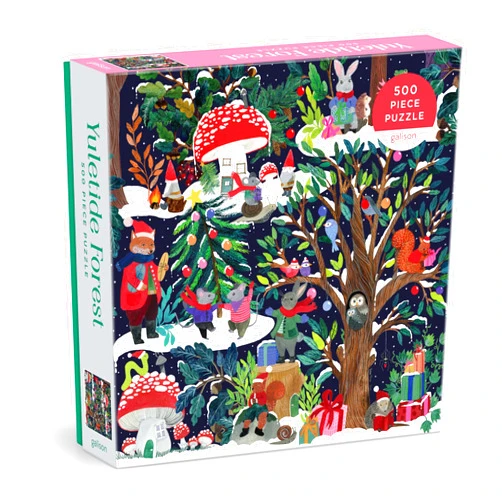 Galison Yuletide Forest – 500 Piece Jigsaw Puzzle Featuring Beautiful Artwork of A Wintery Holiday Wonderland in The Forest
