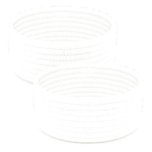 ABenkle 2 Pack Small Baskets, Cotton Rope Woven Basket, Cute Mini Tiny Storage Baskets, Decorative Boho Basket for Nursery Living Room Bedroom Shelf, Empty Gift Basket - White