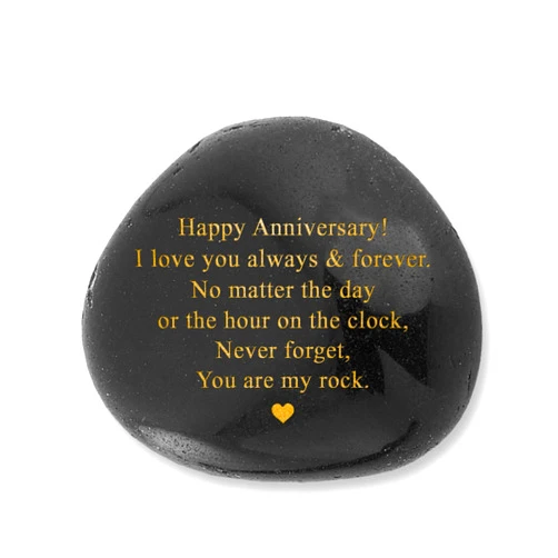 VELENTI Happy Anniversary Rock - Heartwarming You Are My Rock Wedding Presents, Inspiring Anniversaries Keepsake For Her, Decorative Stones Pebbles Anniversary Present for Him,