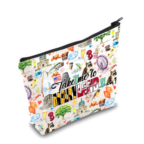 WZMPA Maryland State Travel Toiletry Bag Maryland Vacation Gift Take Me To Maryland Zipper Pouch Bag Maryland Travel Merchandise (Take Maryland)
