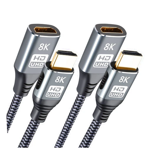FUJIAXUN 8K HDMI to HDMI Adapter Male to Female Cable 1.5FT,2 Pack HDMI 2.1 8K@60Hz 48Gbps High Speed Compatible with Digital Cameras, Camcorders, Tablets (2, 8K HD M/F 1.5FT)