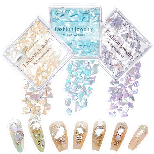 CHANGAR 3D Aurora Abalone Seashell for Nail Art，Aurora Polished Colorful Shell Nail Art Sequins Natural Color Ultrathin Shell Nail Art Decoration Accessories