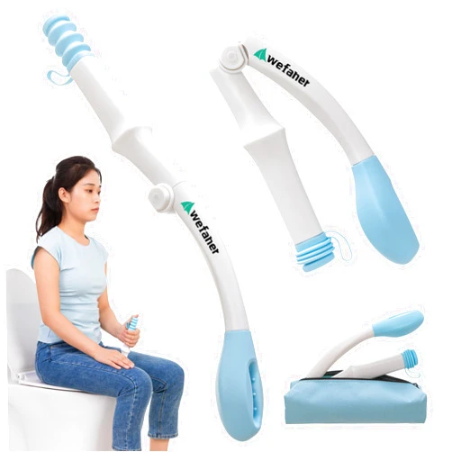 Wefaner Foldable Toilet Aid, 15.6“ Long Comfort Wipe Wand Bottom Buddy Toilet Self Tissue Aids for Toileting, Self Help Wipe Butt for Fat People Limited Mobility,Elderly, Pregnancy