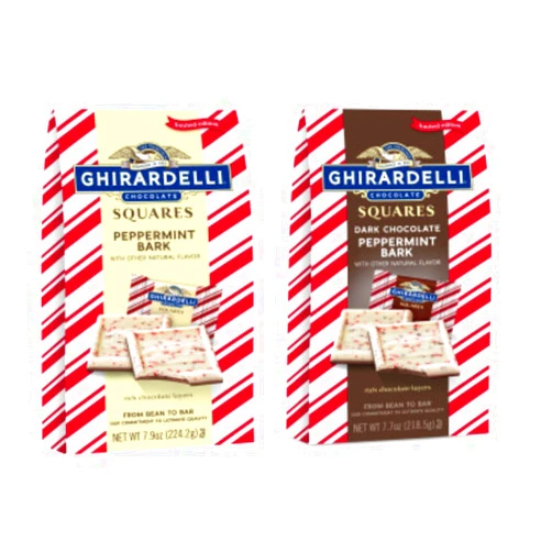 Ghirardelli Peppermint Bark Squares Variety Pack, One Milk Chocolate 7.9 oz and One Dark Chocolate 7.7 Oz