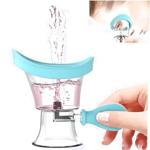 CANIPHA Eye Wash Cup,Eye Wash Cleaner Kit Silicon Manual Air Pressure Eye Cleaning Cup Tool Effective Eye Rinse Clean Dust Makeup Irritants,Transparent with Storage Container Eye Cup Soothing Tired Eyes(Blue)