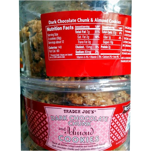 TJ's 2 packages Trader Joe's Dark Chocolate Chunk & Almond Cookies