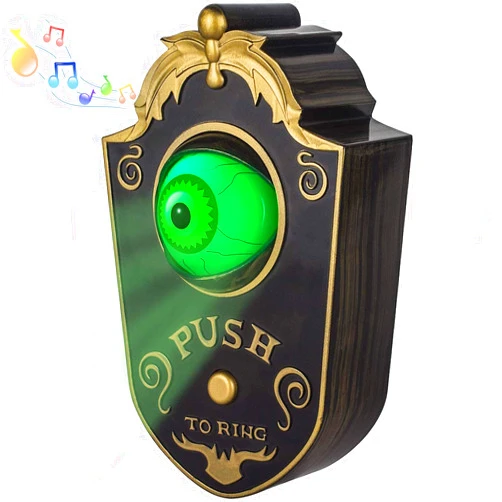 KizBruo Halloween Decoration for Indoor & Outdoor, Talking Doorbell for Halloween Decor with Lightup Eyeball, Animated Haunted House Halloween Party Prop Decoration
