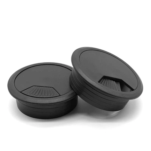 Winmoom 2 Inch Desk Wire Cord Cable Grommets Hole Covers - 2 Pcs for Office PC Desk Cable Cord Organizer, Plastic Cover (Black)