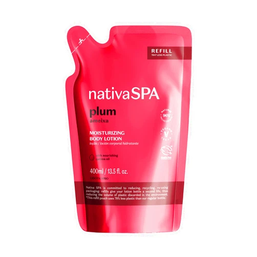 NATIVA SPA O BOTICÁRIO Nativa SPA by O Boticário, Plum Moisturizing Body Lotion Refill Pack, Fragranced Moisturizer Enriched with Purified Quinoa Drops to Boost Hydration, 13.5 Ounce